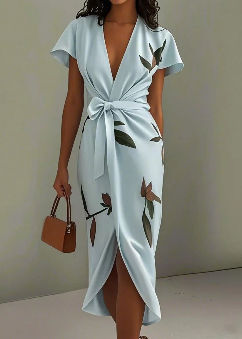Élancia | Robe portefeuille florale à col V