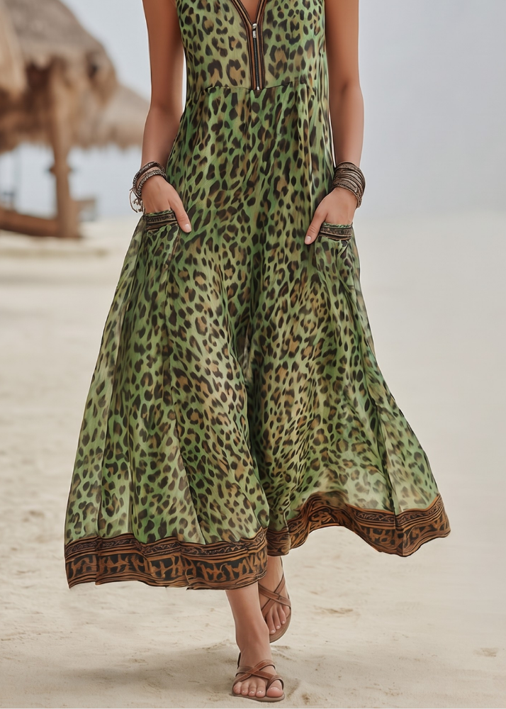 Roaa - Robe bohème léopard élégante
