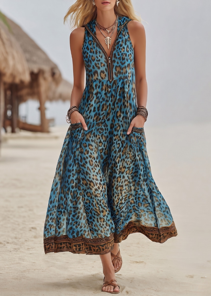 Roaa - Robe bohème léopard élégante