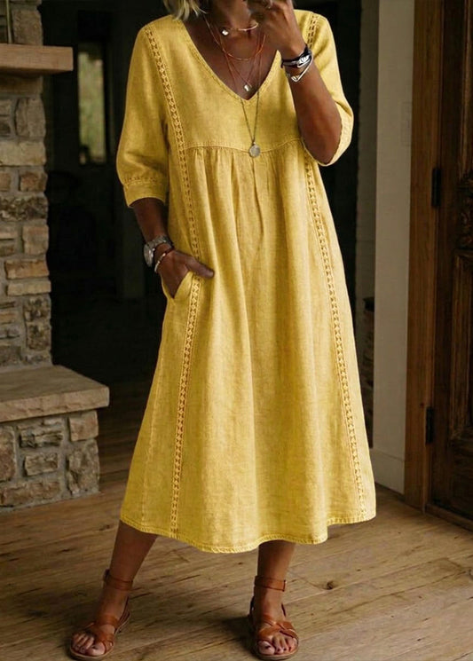 Aurine - Robe Ample Lin Et Coton À Dentelle