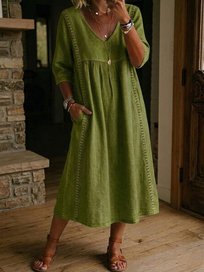 Aurine - Robe Ample Lin Et Coton À Dentelle