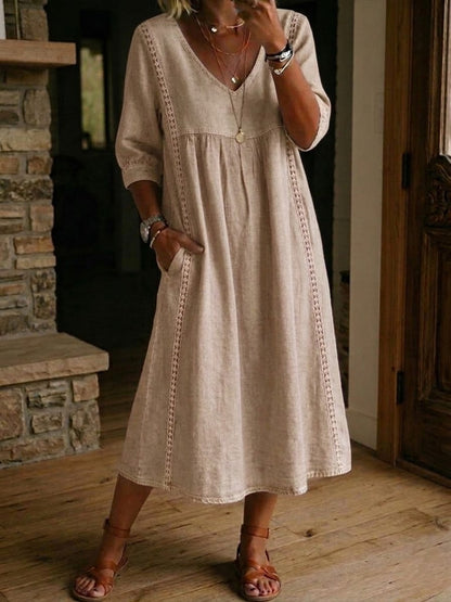 Aurine - Robe Ample Lin Et Coton À Dentelle