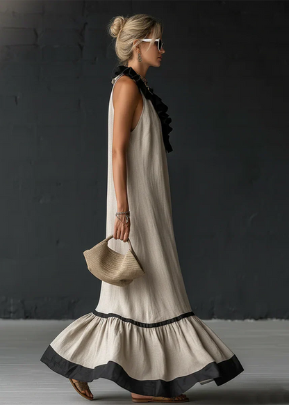 Séréna - Robe Longue Fluide à Volants Chic
