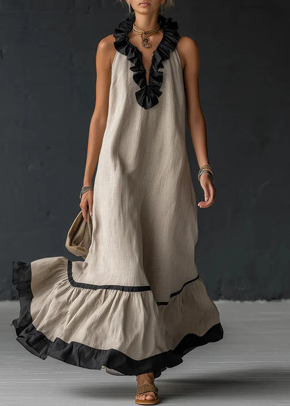 Séréna - Robe Longue Fluide à Volants Chic