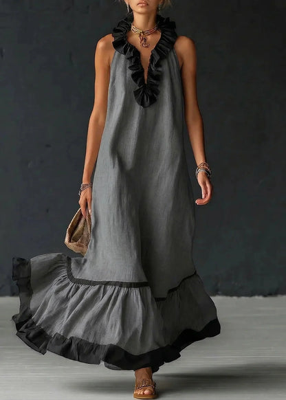 Séréna - Robe Longue Fluide à Volants Chic