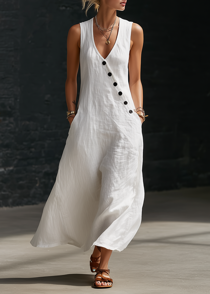 Sophie - Robe Maxi Boutonnée Minimaliste