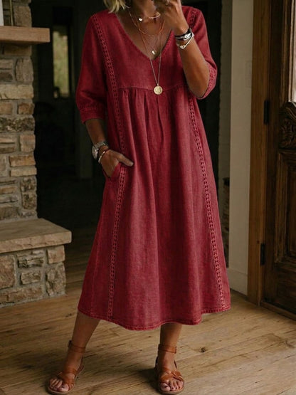 Aurine - Robe Ample Lin Et Coton À Dentelle