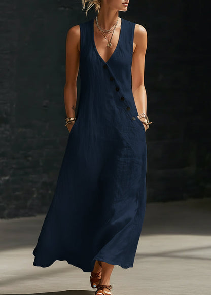 Sophie - Robe Maxi Boutonnée Minimaliste