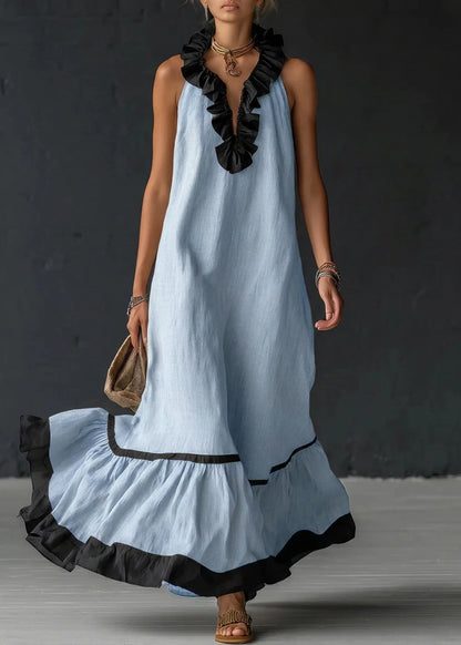 Séréna - Robe Longue Fluide à Volants Chic