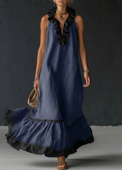 Séréna - Robe Longue Fluide à Volants Chic