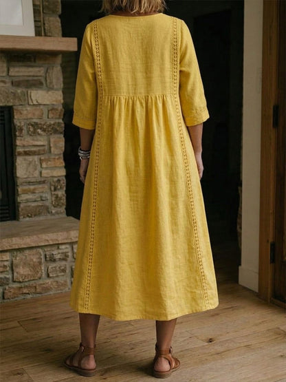 Aurine - Robe Ample Lin Et Coton À Dentelle
