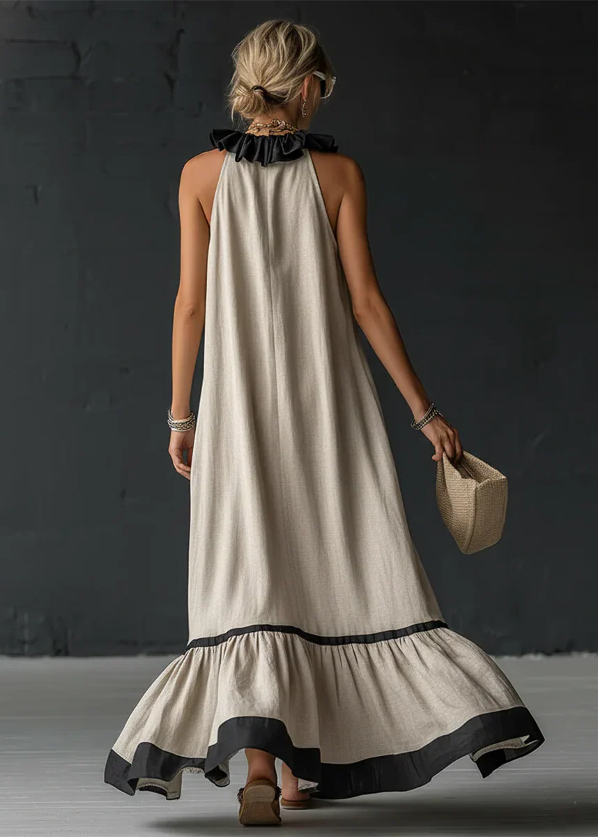 Séréna - Robe Longue Fluide à Volants Chic